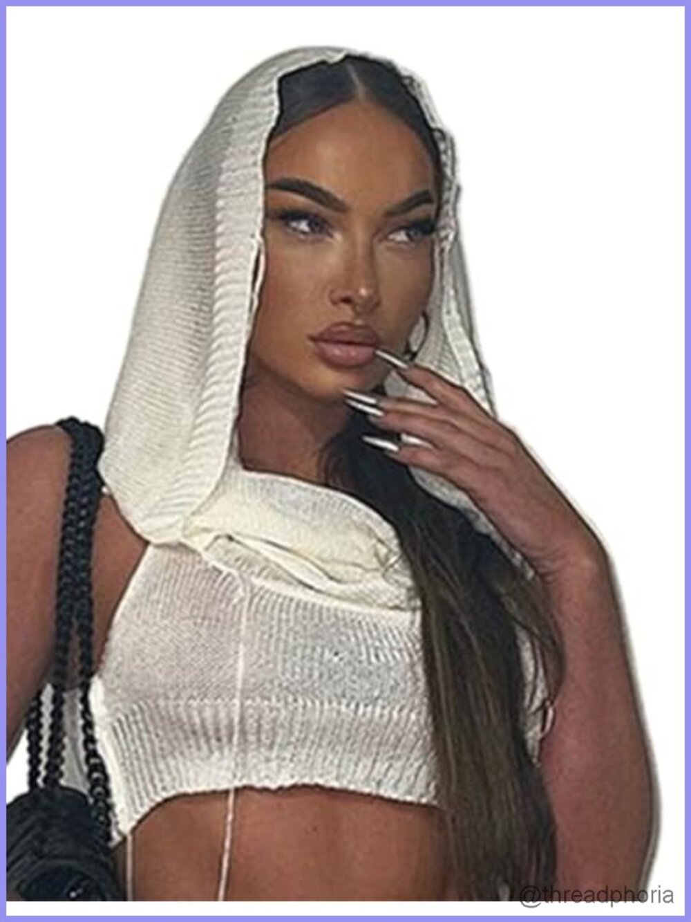 Sleeveless Knit Crop Hoodie Vest Streetwear Open Back